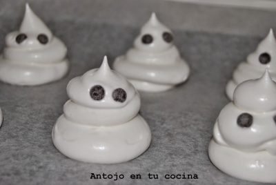 Fantasmas de merengue, receta de Halloween