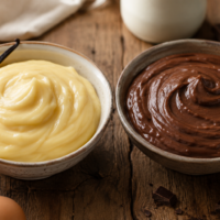 Crema pastelera tradicional y de chocolate