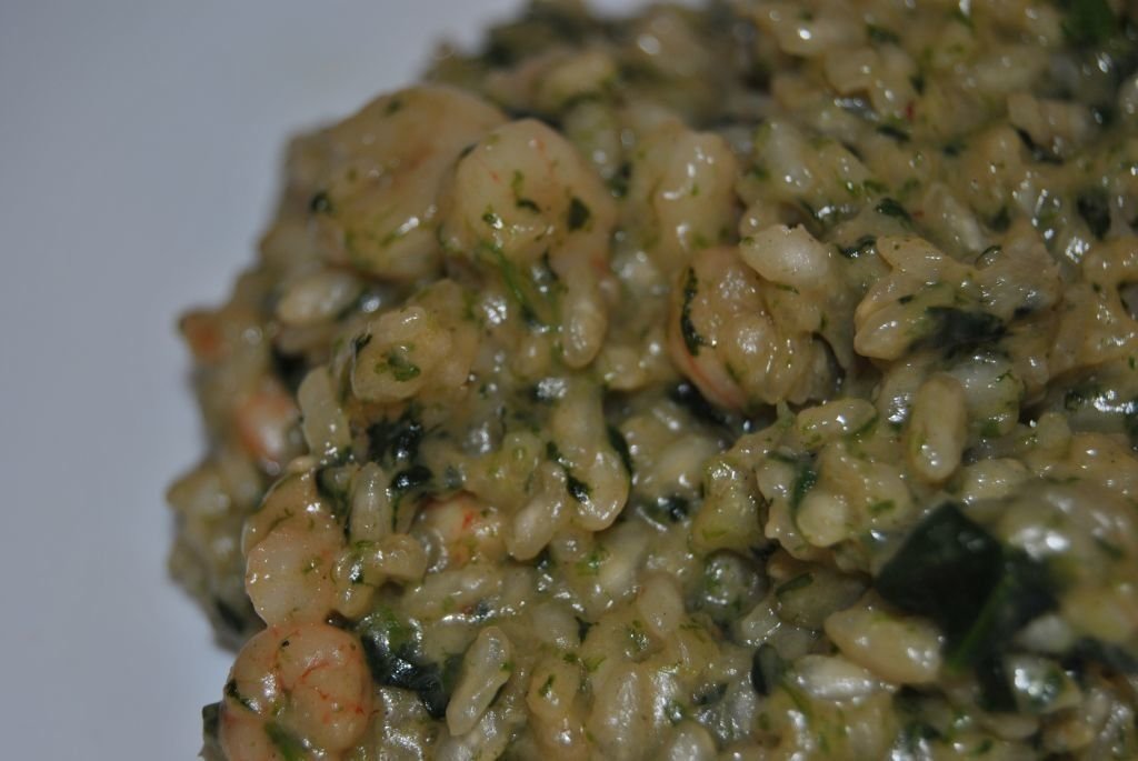 Risotto de gambas y espinacas. Fácil y lleno de sabor
