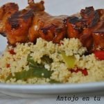 Pollo marinado en soja y miel con cuscús de pimientos