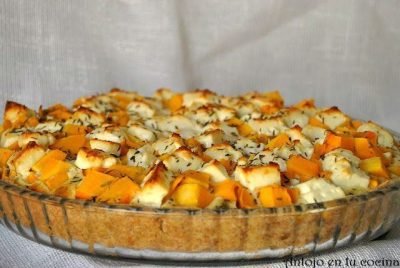 Tarta integral de calabaza y queso feta