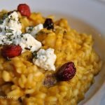 Risotto de calabaza, queso de cabra y arandanos desecados