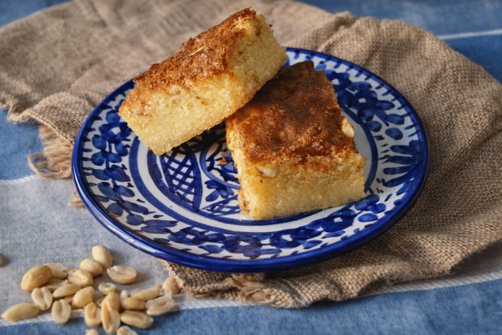 Blondie con cacahuetes salados (Brownie de chocolate blanco)