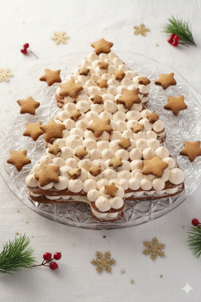 Tarta galleta de jengibre con miel rellena de crema de queso y chocolate blanco - Postre de Navidad