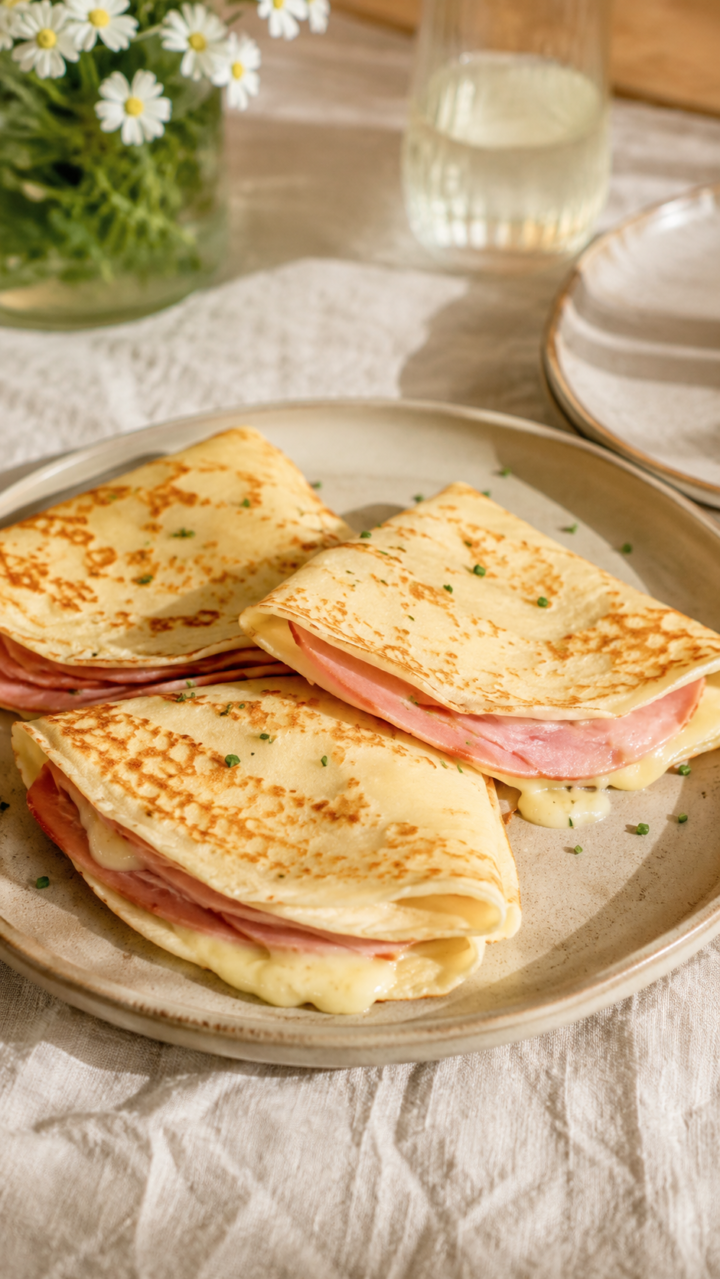 Crepes de jamón y queso. Receta Fácil y Rápida