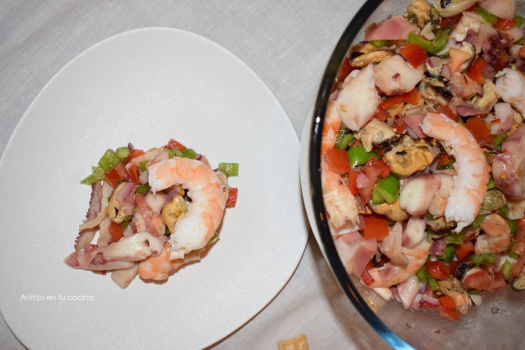 Salpicón de marisco. Plato frío sencillo y saludable