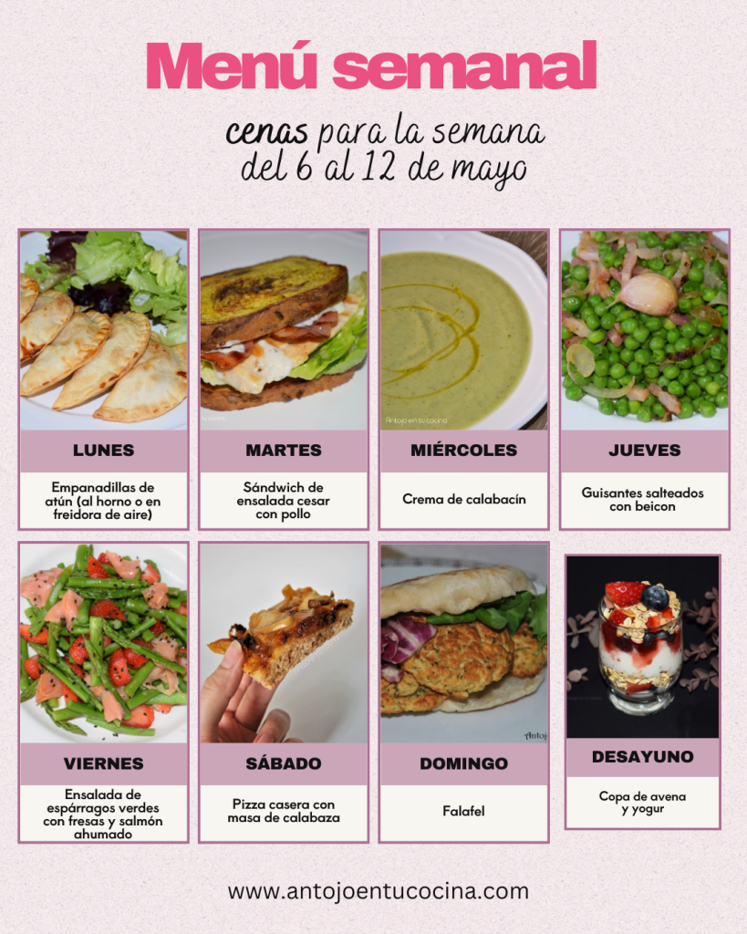 Menú Semanal Familiar: cenas mayo