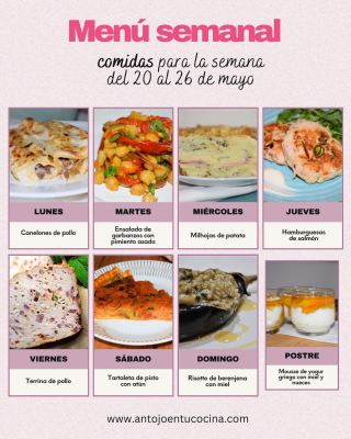 Menú Semanal Familiar: 20 al 26 de mayo