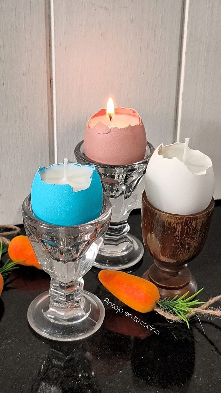 Cómo hacer VELAS EN CÁSCARA DE HUEVO. Decoración fácil para Pascua