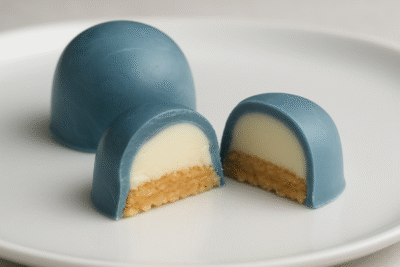 Bombones de chocolate blanco y queso azul (estilo tarta de queso)