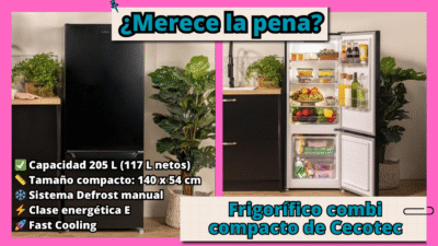 Bolero CoolMarket Combi 205 DF Black E – Frigorífico combi compacto y eficiente