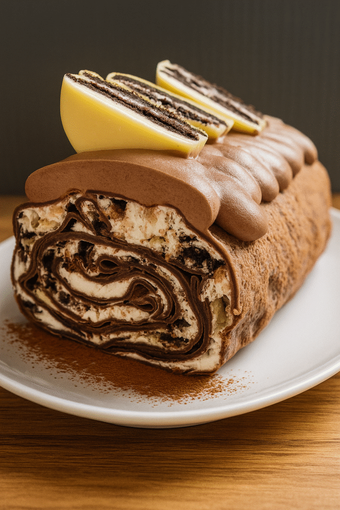 Pastel frío de Oreo con crepes en forma de rollo: un postre espectacular y fácil de hacer