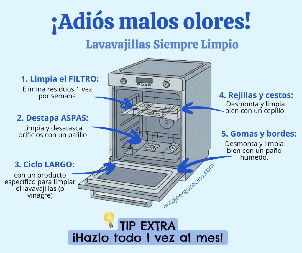Cómo limpiar el lavavajillas a fondo: Adiós a los malos olores y la cal ✨