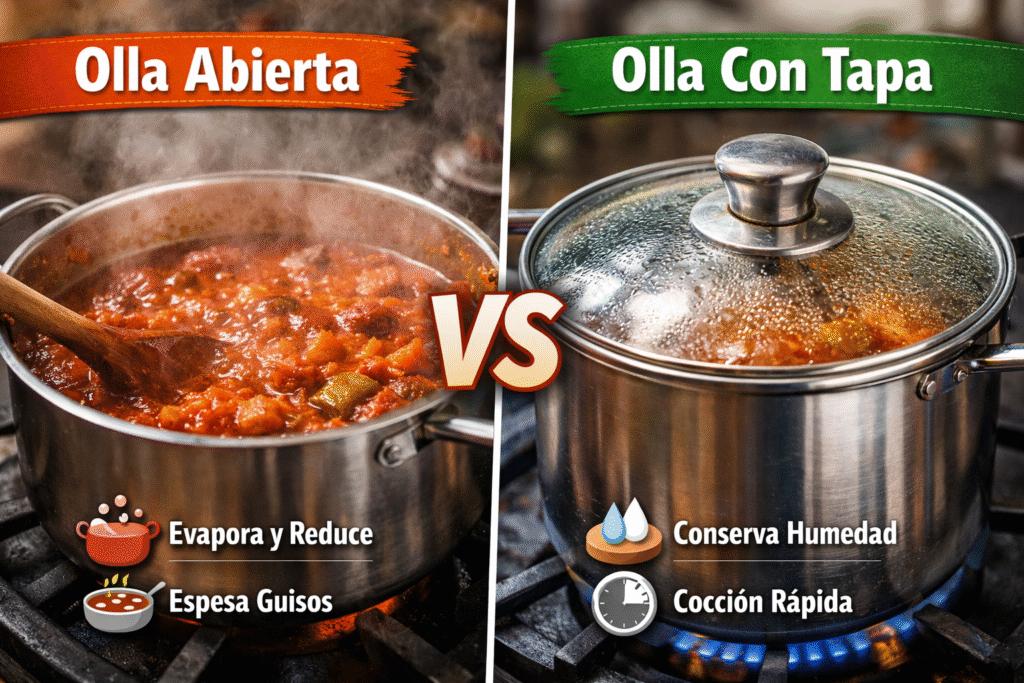 Cuándo cocinar con la olla abierta o con tapa cerrada