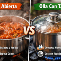 Cuándo cocinar con la olla abierta o con tapa cerrada