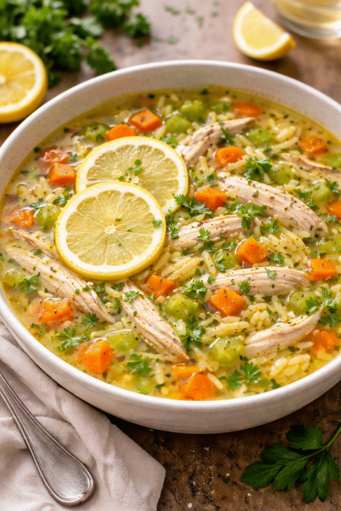 Sopa de orzo con pollo y verduras al toque de limón ¡fresca, reconfortante y llena de sabor!