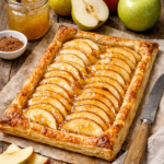 Tarta de manzana con hojaldre y mermelada de pera