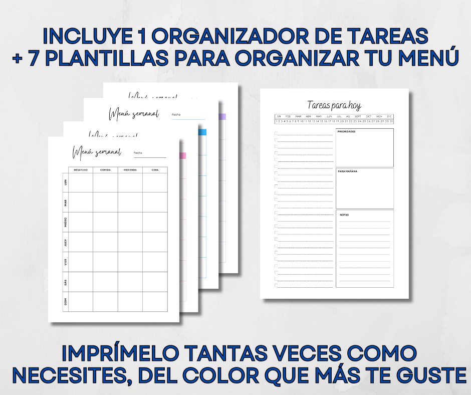 plantillas menu semanal