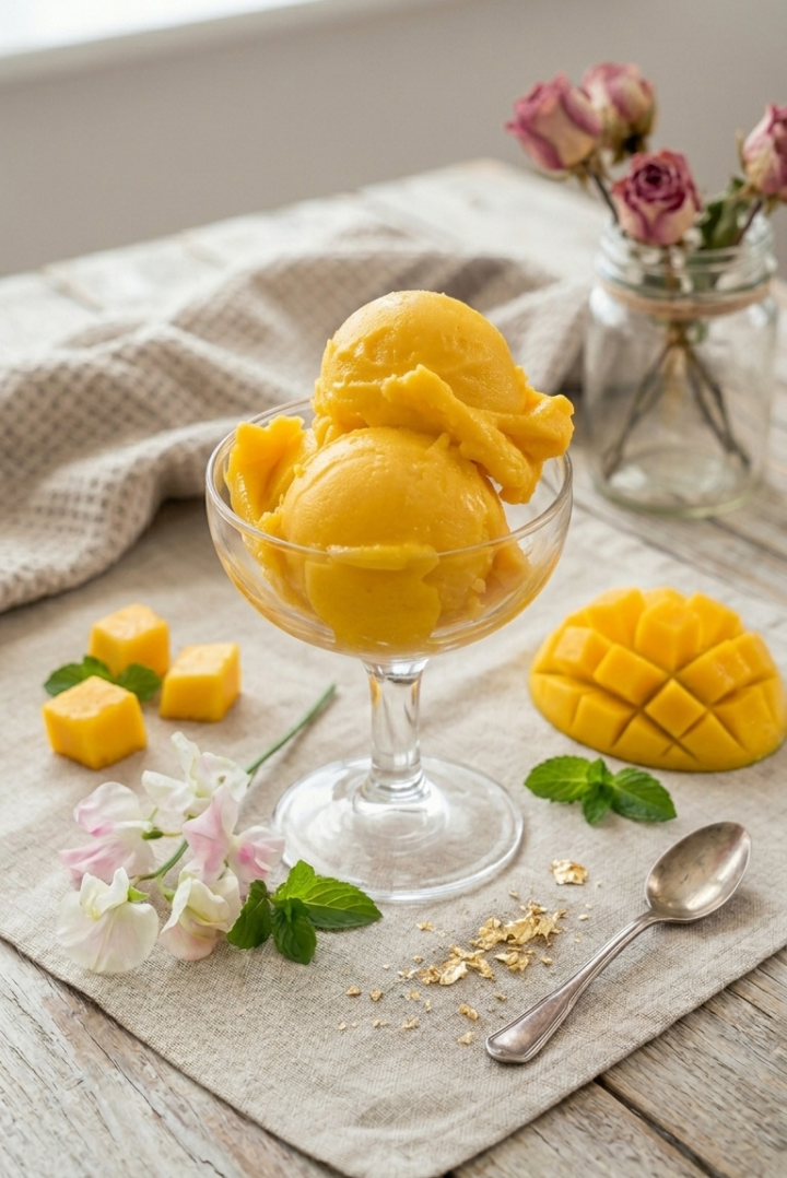 sorbete de mango con 1 ingrediente