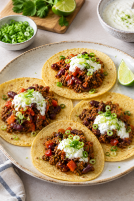 Tacos de ternera con frijoles